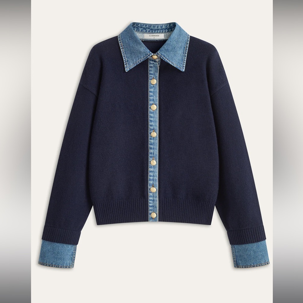 NWT Commense Denim Buttoned Sweater
